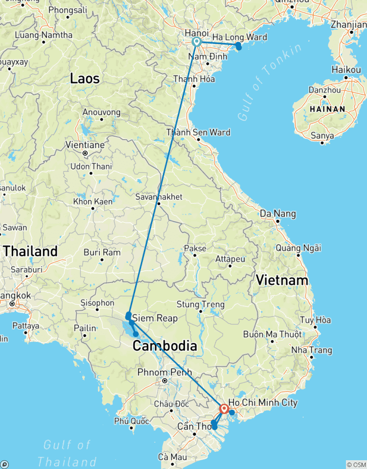Cambodge - Vietnam - 10 Jours 9 Nuits - Hanoi / Baie d\'Halong / Siem Reap /Angkor Wat/ Ho Chi Minh/ Delta du Mékong circuit