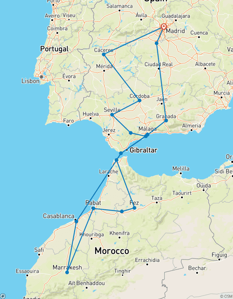 Circuito Circuito de 13 días a Andalucía y Marruecos desde Madrid