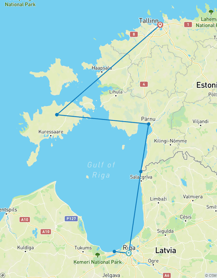 Circuit à vélo autoguidé en Lettonie et en Estonie - de Riga à Tallinn circuit