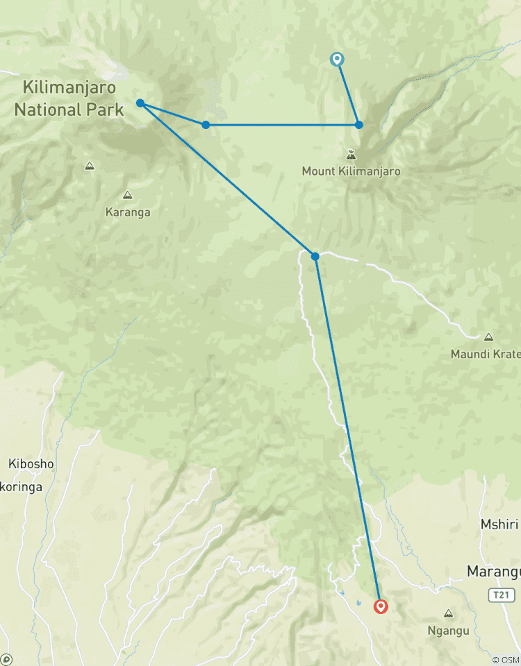 Circuito Ascensión al monte Kilimanjaro por la ruta rongai 8 días - todo el alojamiento y transporte incluidos