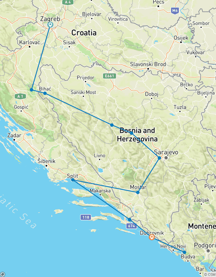 Circuito 9 días por los Balcanes occidentales - Croacia - Bosnia - montenegro