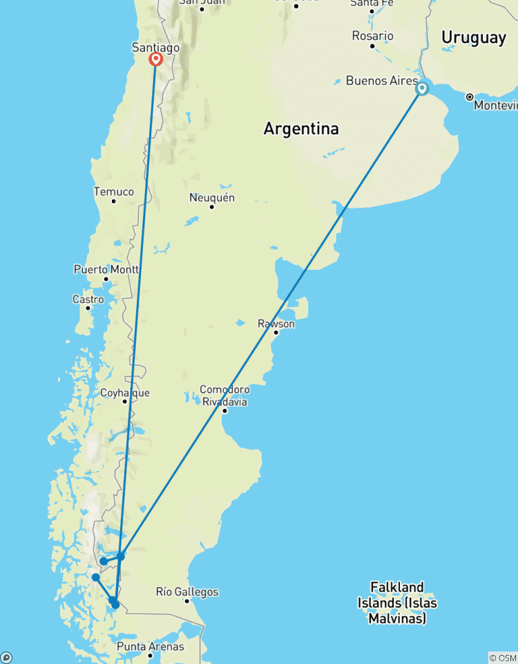 Les points forts de la Patagonie : Buenos Aires à Santiago - 12 jours - 4 étoiles avec prise en charge à l\'hôtel circuit