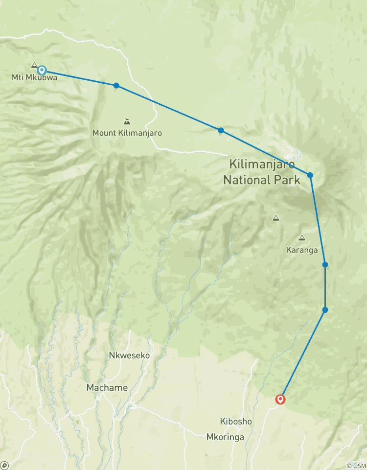 Circuito 10 días ascenso Kilimanjaro ruta circuito norte - todo incluido Transporte y alojamiento