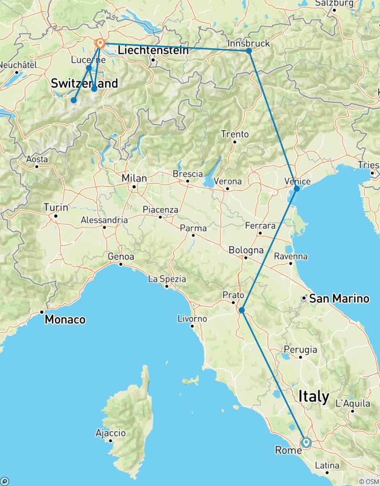 Circuito 7 días de Italia y Suiza clásicas