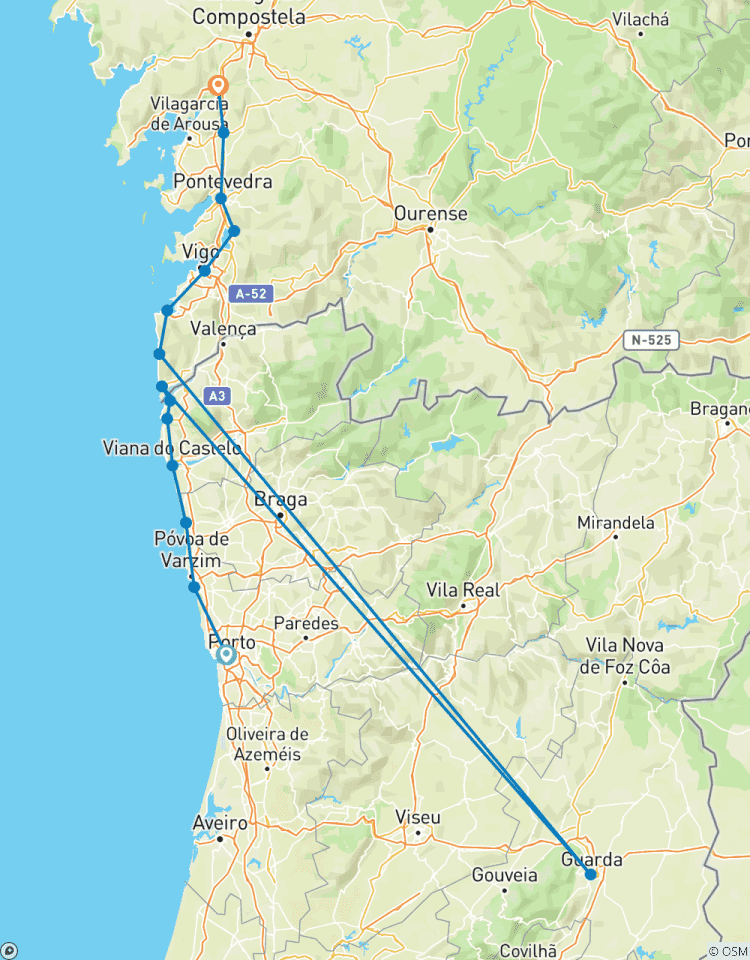 Portugal Coastal Way to Santiago Tour