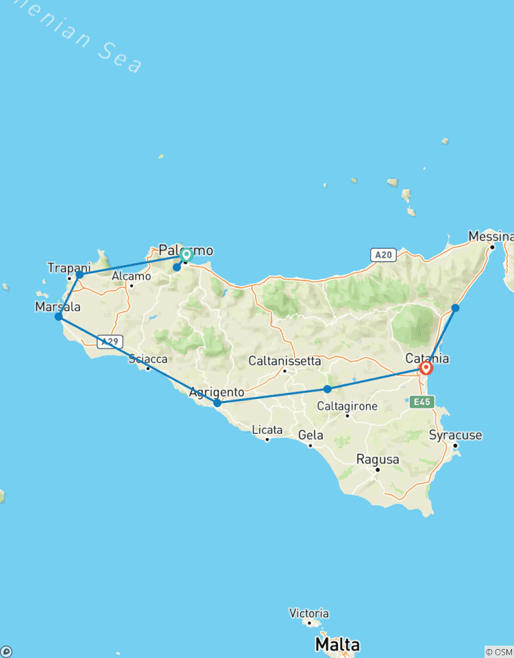 Circuito Sicilia, De Palermo a Catania circuito privado