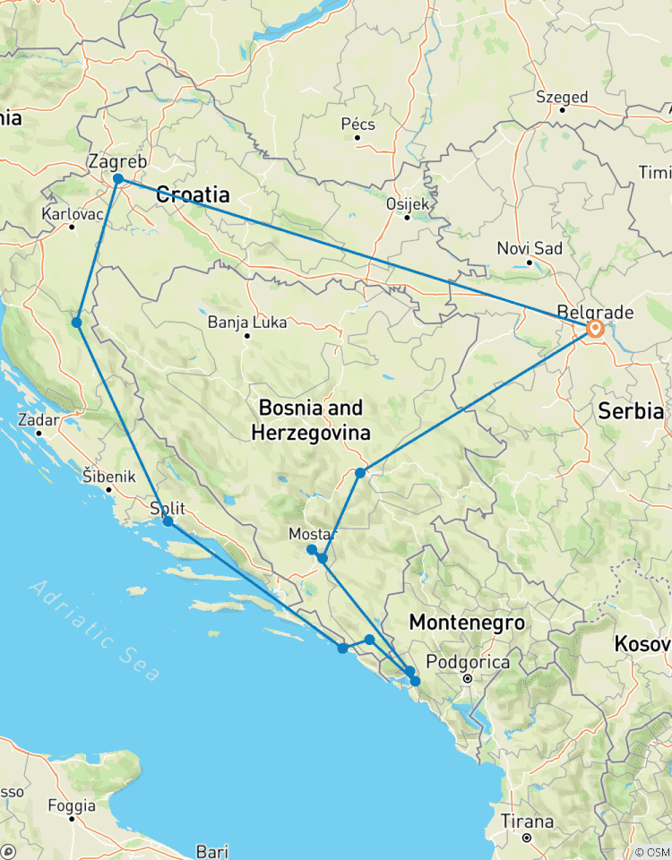 Les Balkans dévoilés : Serbie, Croatie, Monténégro et Bosnie-Herzégovine - 10 jours circuit