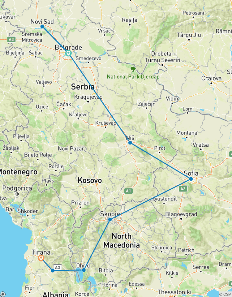Balkan Express : Serbie, Bulgarie, Macédoine du Nord et Albanie - 7 jours circuit