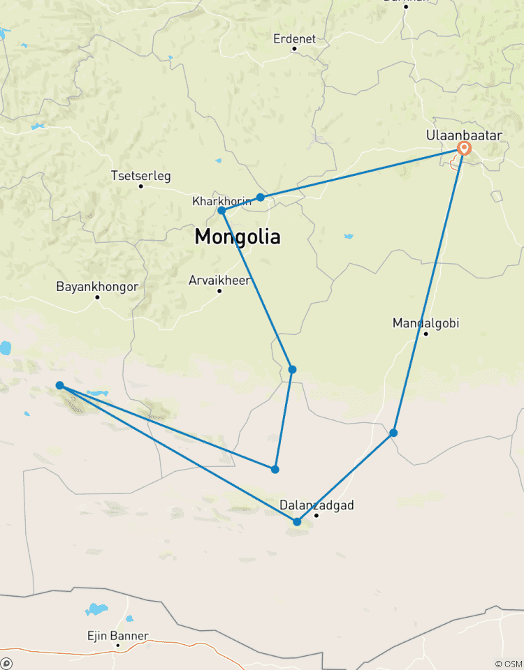 Circuit complet de 7 jours dans le Gobi mongol circuit