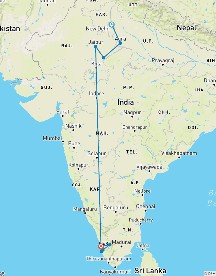 Circuito Circuito al triángulo de oro con Ranthambore y Kerala todo incluido