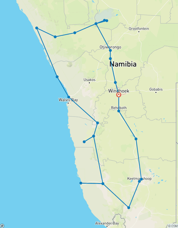 Circuito Namibia clásica 12 días salida los sábados **Viaje con enfoque sostenible
