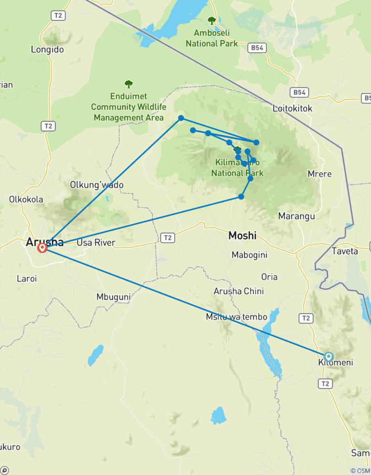 9 jours d\'ascension du Mont Kilimandjaro (Route de Lemosho) circuit