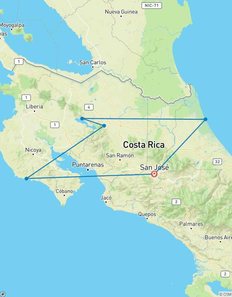 Circuito Lo mejor de Costa Rica - Días de selva, volcanes y playa (incl. vuelo)