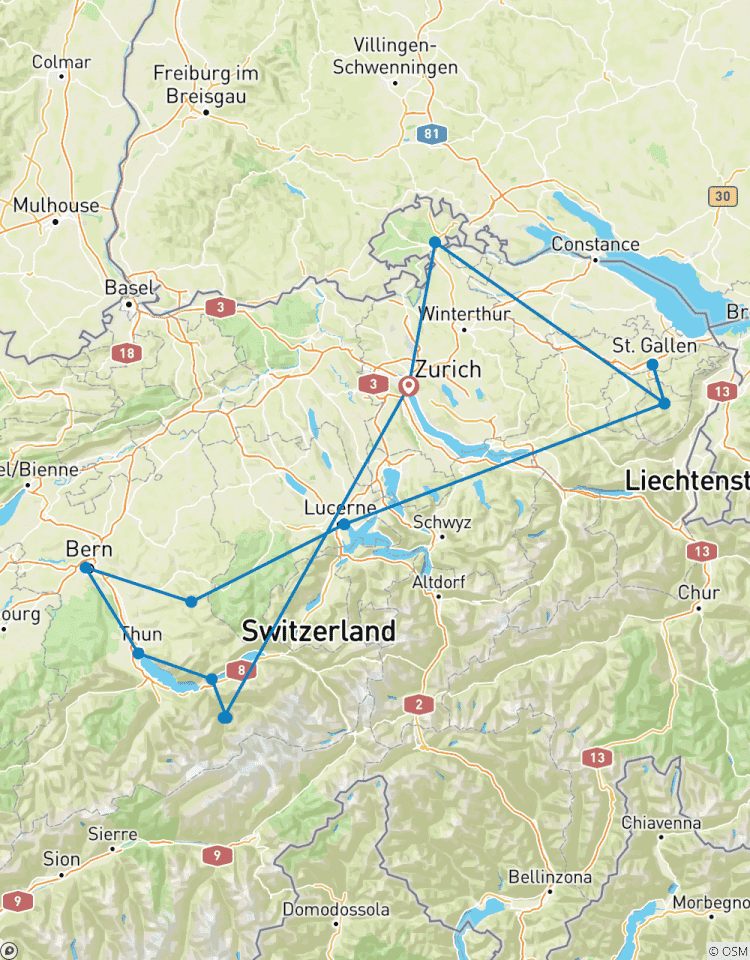 Berge, Täler und Seen der Schweiz Rundreise