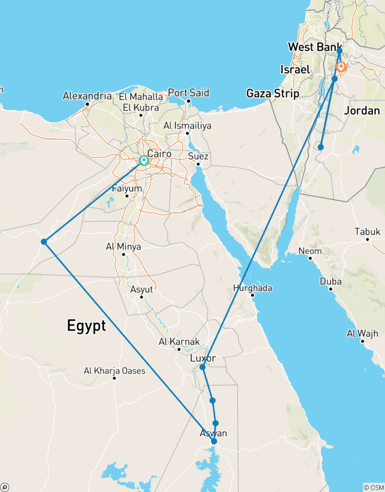 Egypt to Petra: 14-Day Tour with GEM, Nile Cruise, White Desert, Jordan ( Domestic flight And International flights from Egypt to Jordan ) Tour
