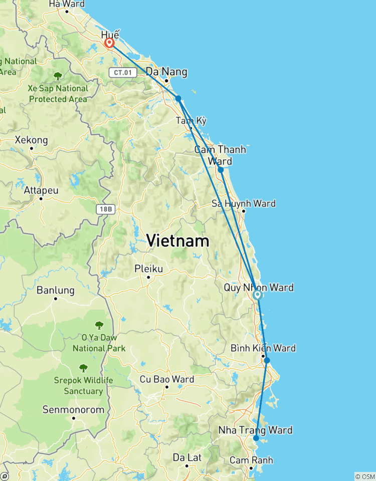 Circuito Ruta ciclista por la costa central de Vietnam