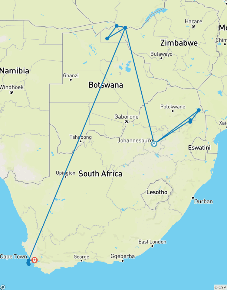 Cape Victoria EntdeckungsReise Chobe Victoria Falls, Krüger Park, Kapstadt 12 Tage, 12 Nächte inklusive Inter-Reise-Flüge Rundreise