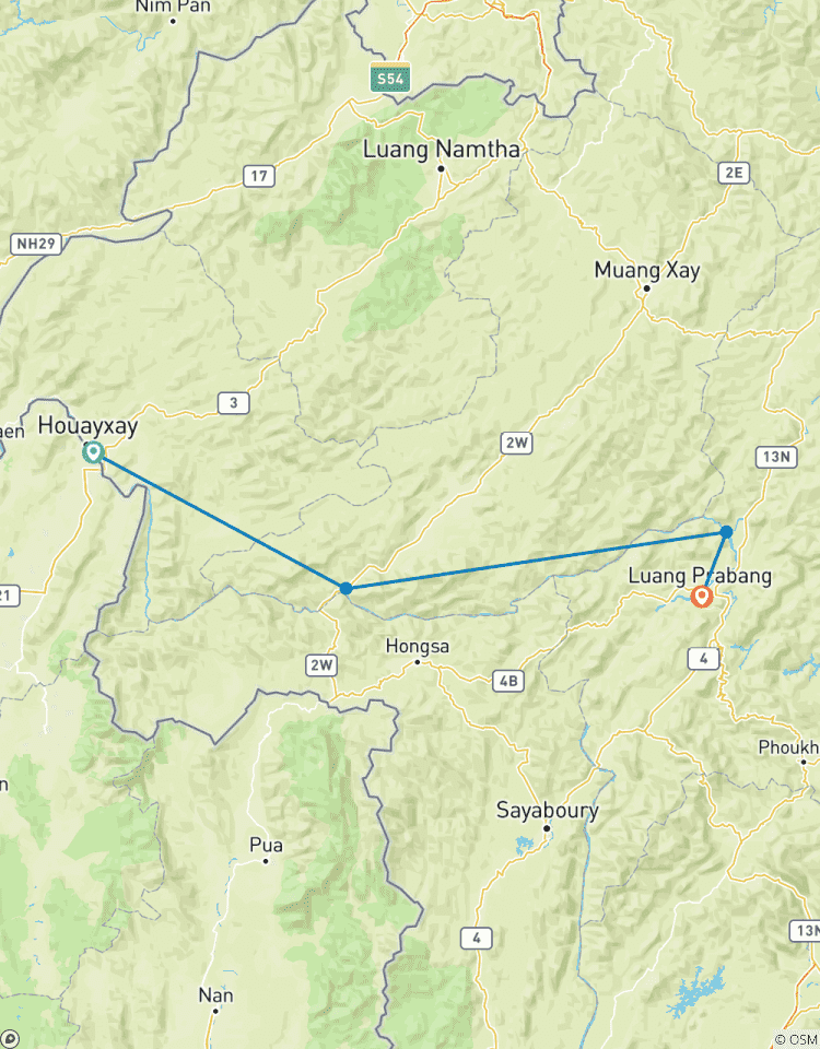 Riviercruise op de Mekong – van Thailand naar Laos, stroomafwaarts – van Houay Xay naar Luang Prabang via Pakbeng – 2 dagen-rondreis