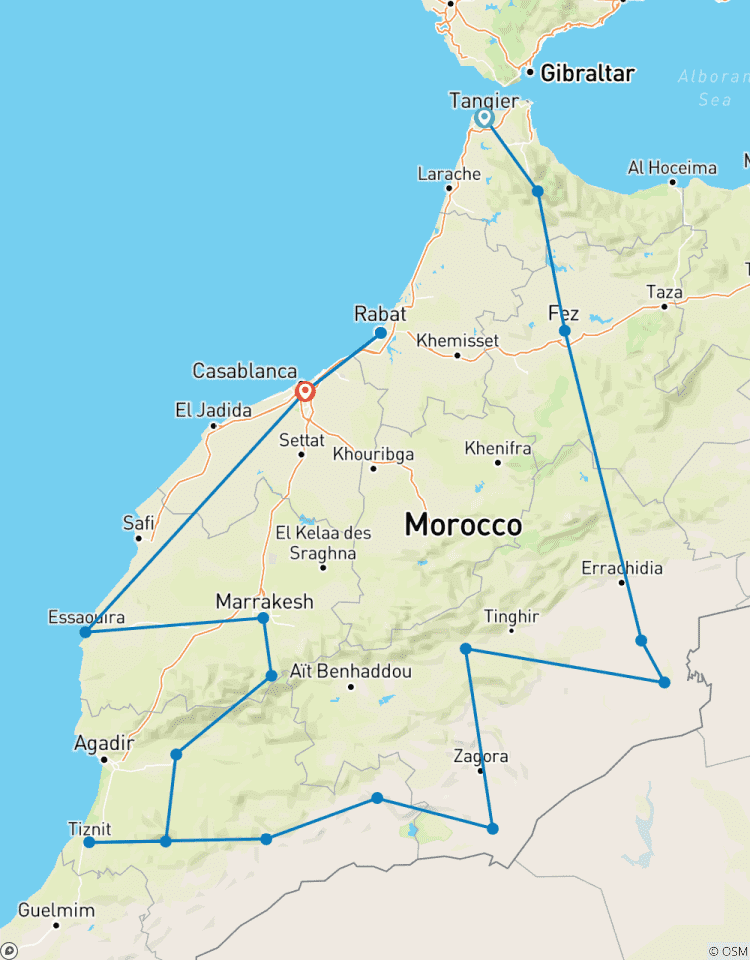 Circuit de 22 jours de Tanger à Marrakech (privé) circuit