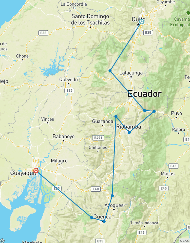 Circuito Recorrido por el Ecuador continental desde la Sierra hasta la Costa