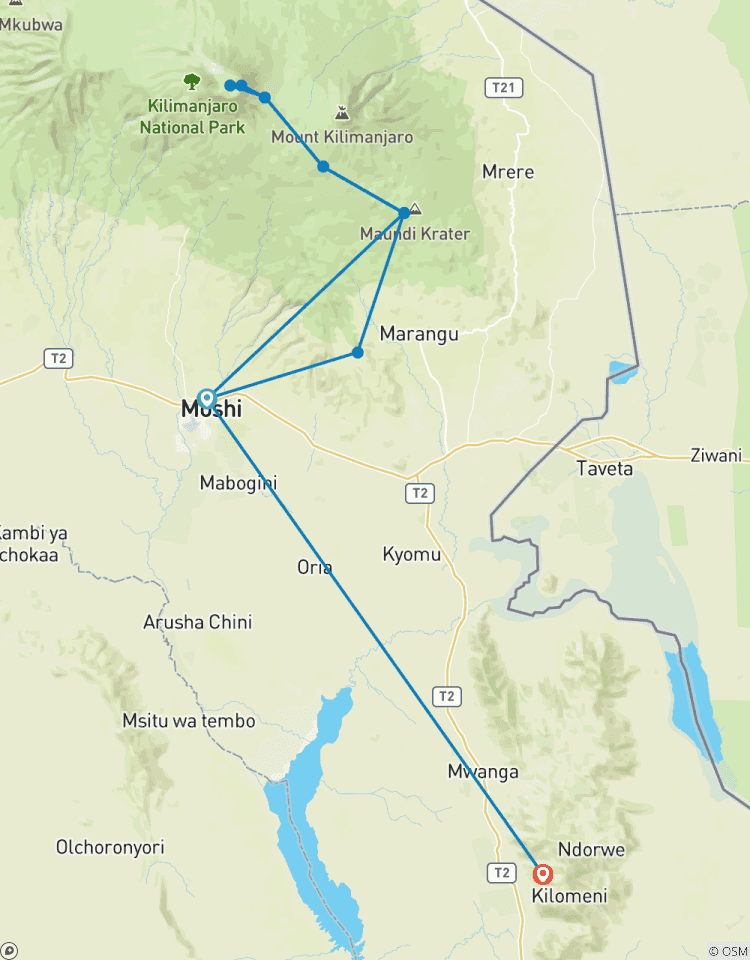 Route de Marangu 7 jours. - L\'hébergement et le transport sont inclus circuit