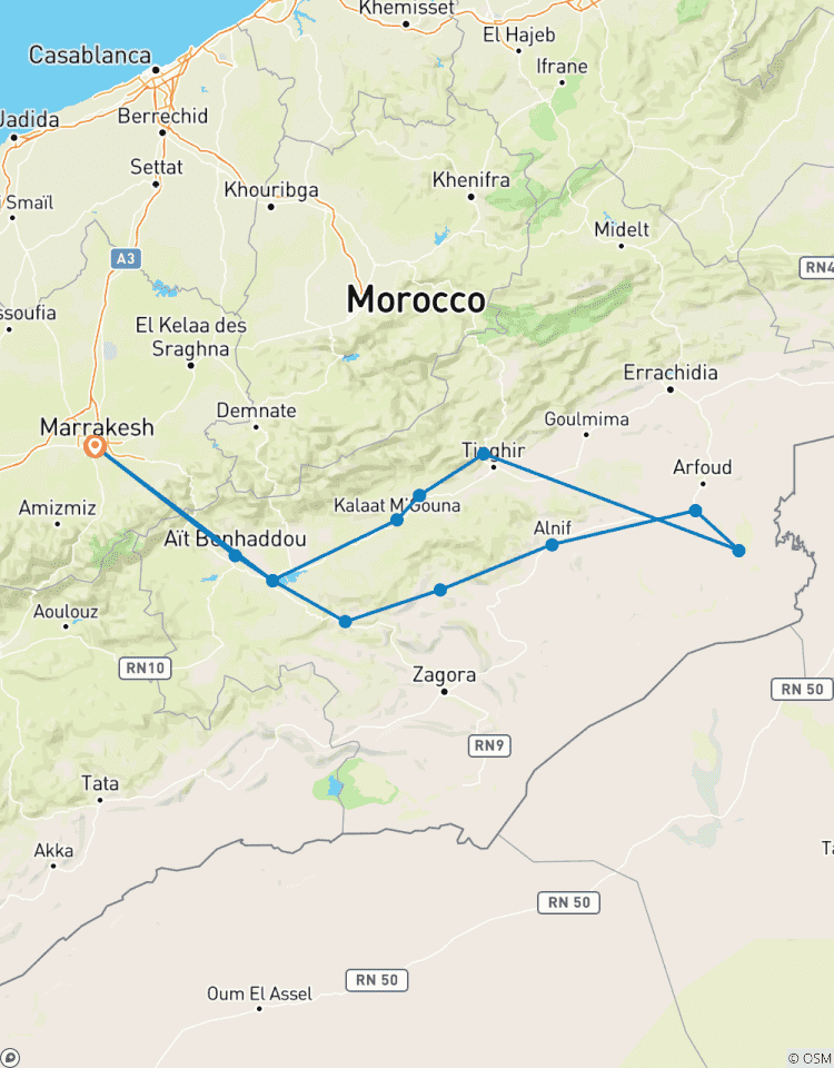Excursion de 3 jours dans le désert de Marrakech à Merzouga circuit