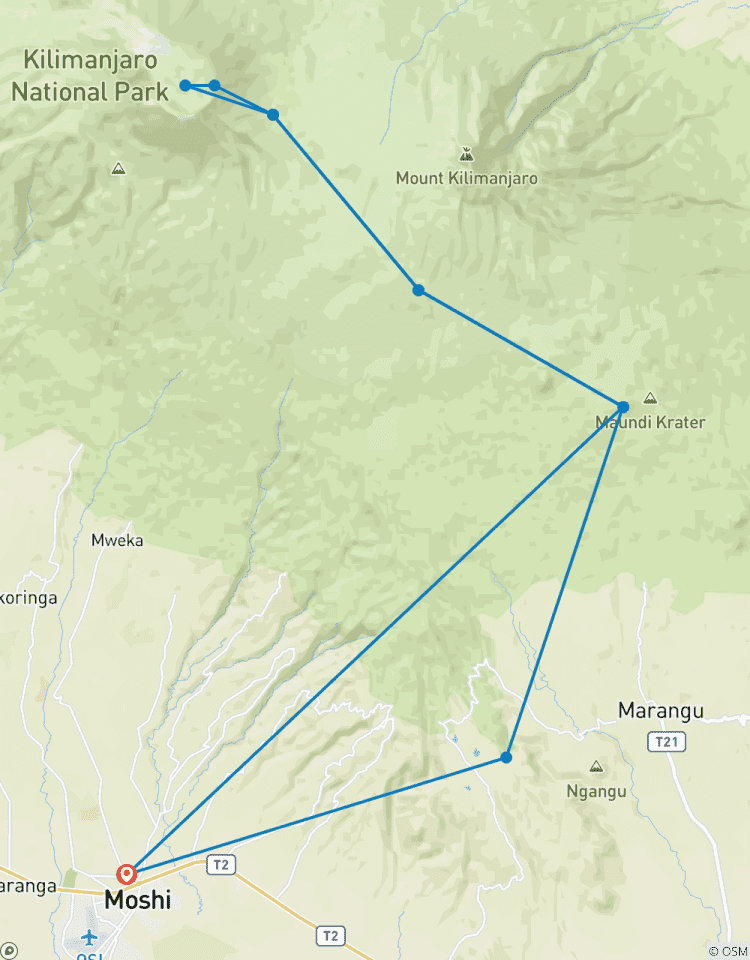 Itinéraire Marangu de 8 jours. (L\'hébergement et le transport sont inclus) circuit