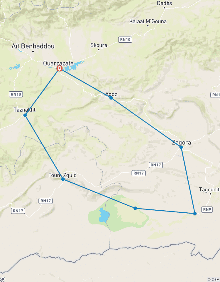De Ouarzazate à Erg Chegaga dans le désert - 3 jours / 2 nuits circuit