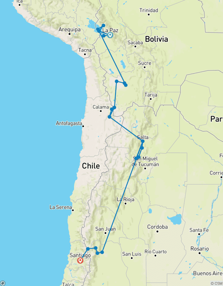 Circuito La Paz a Santiago vía Uyuni (21 Días)