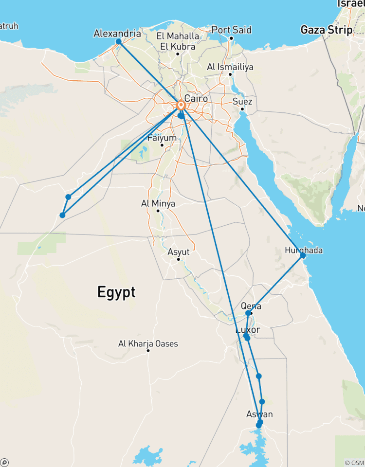 Ancient Wonders Egypt: 14-day (Pyramids & GEM- Alexandria- White Desert - Nile Cruise-Hurghada ) domestic flight Tour