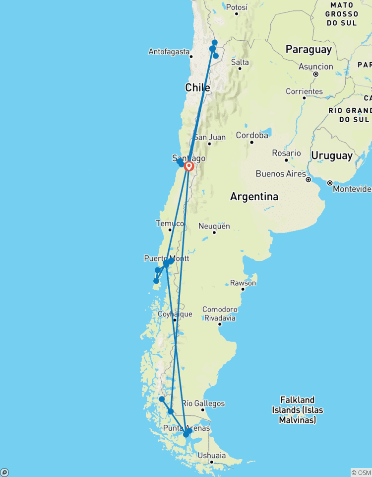 Santiago, San Pedro de Atacama, Puerto Varas et Patagonie - 18 jours circuit