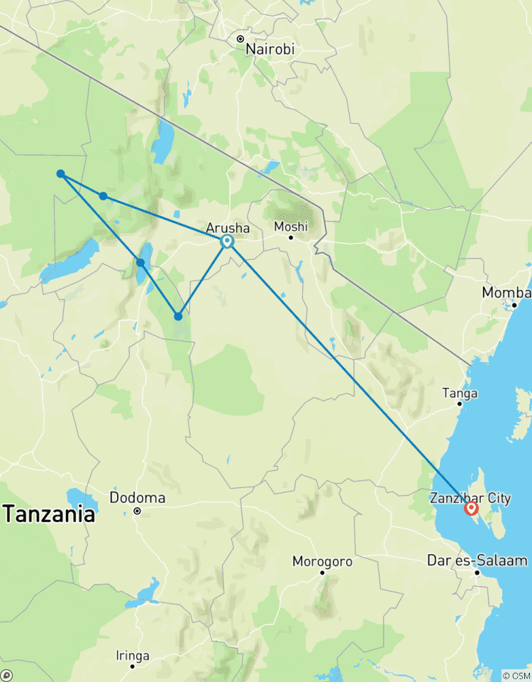 Circuito Aventura de 10 días en Tanzania: Serengeti, Ngorongoro y Zanzíbar