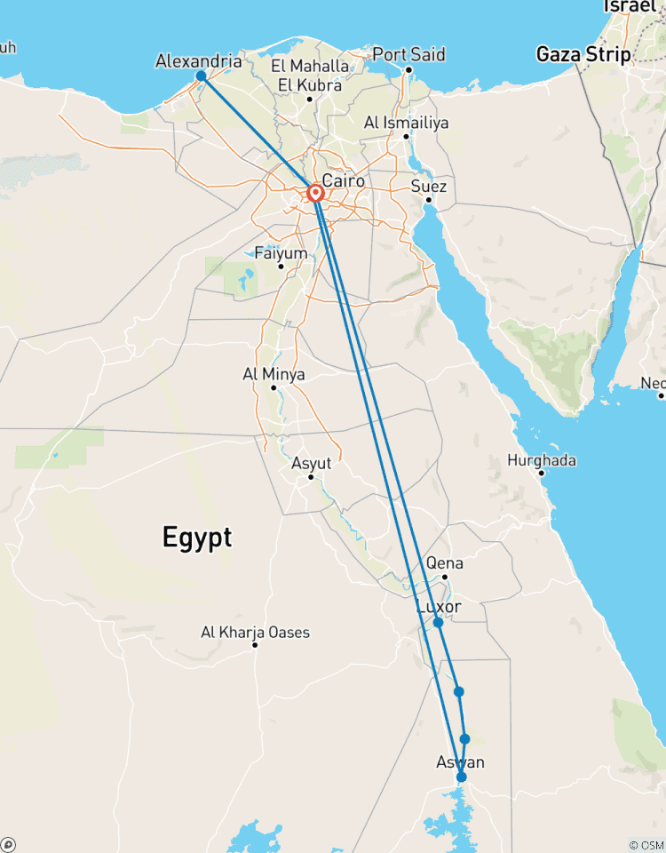 Circuito Experiencia Egipcia Definitiva: Excursión de 10 días todo incluido con El Cairo GEM, Crucero por el Nilo, Alejandría y Safari (Abu Simbel y Globo Aerostático)
