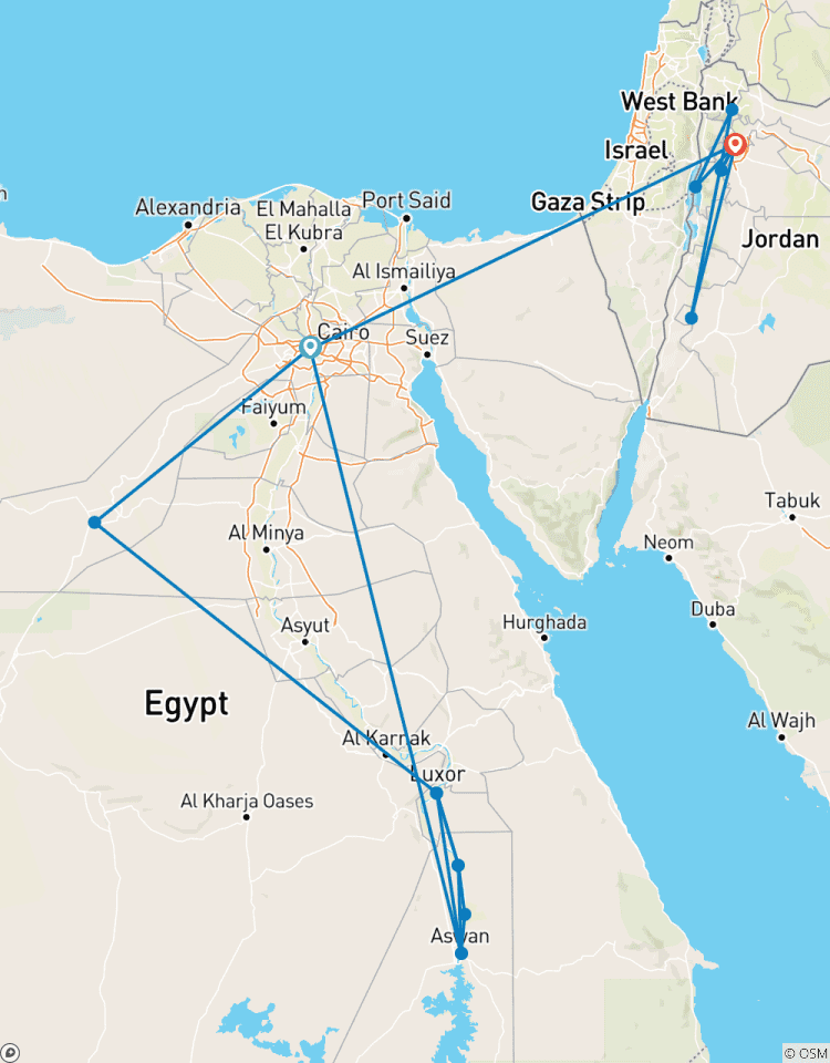 Charmes de l\'Égypte et de la Jordanie : circuit de 14 jours avec croisière sur le Nil, désert blanc, Pétra et mer Morte circuit