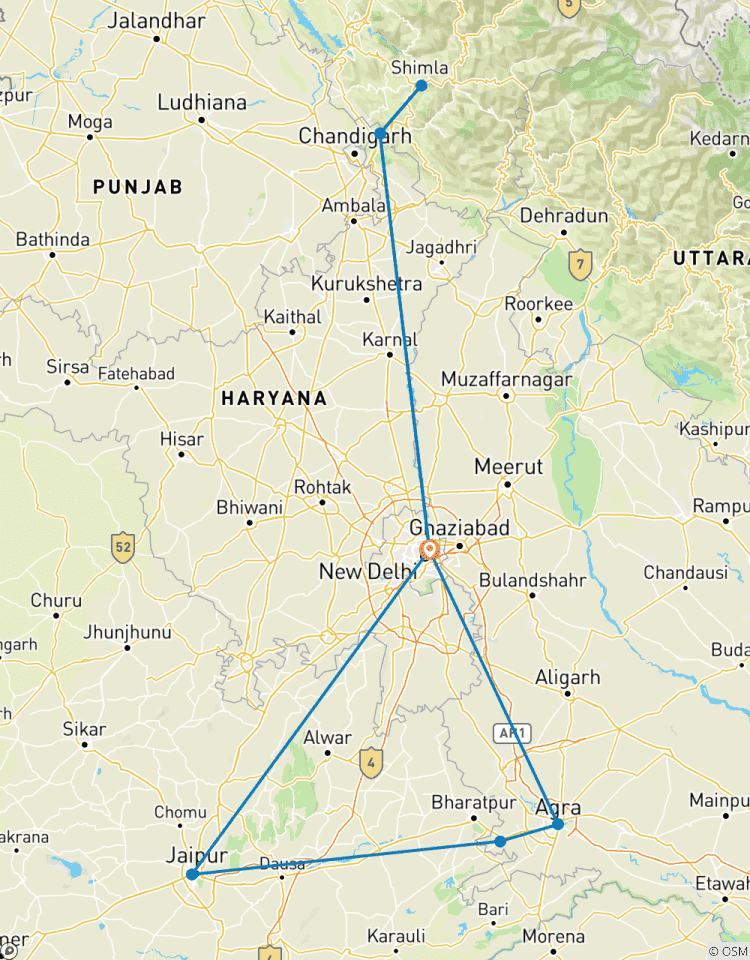 Luxuriöse Indiens Goldenes Dreieck Tour mit Shimla mit Spielzeugzug Rundreise