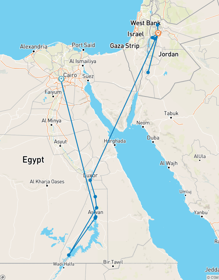 Circuito Egipto (GEM) & Descubrimiento de Jordania 10 Días, Incluido con Vuelo Egipto-Jordania