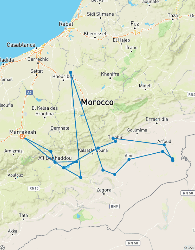 Circuit de 4 jours dans le désert marocain de Marrakech à Merzouga circuit