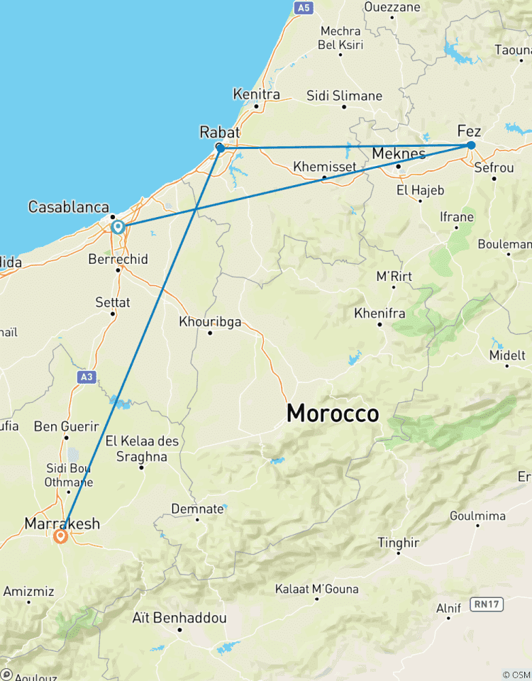 Circuit des villes impériales du Maroc : Casablanca, Fès, Rabat et Marrakech - 5 jours de découverte culturelle circuit