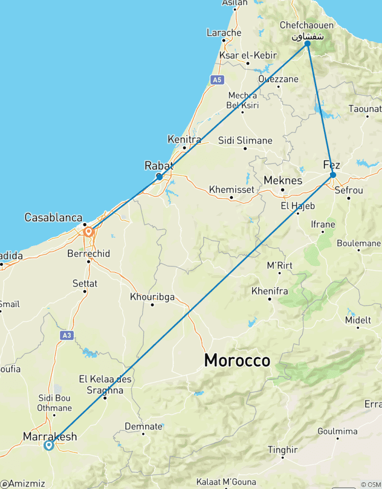 Privé-rondreis van Marrakech naar Casablanca – 7 dagen-rondreis