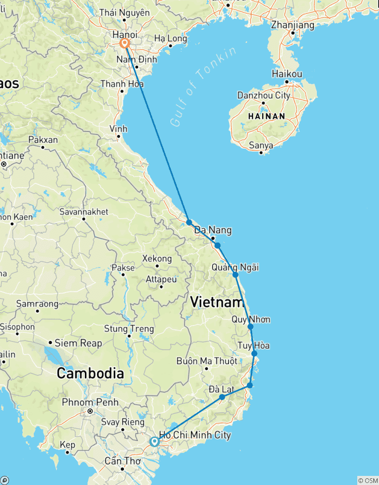 Cyclisme au Vietnam Saigon - Hanoi- E bike circuit