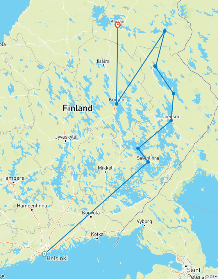 Circuito Circuito en coche Helsinki - Kuhmo con recuerdos de felices fiestas