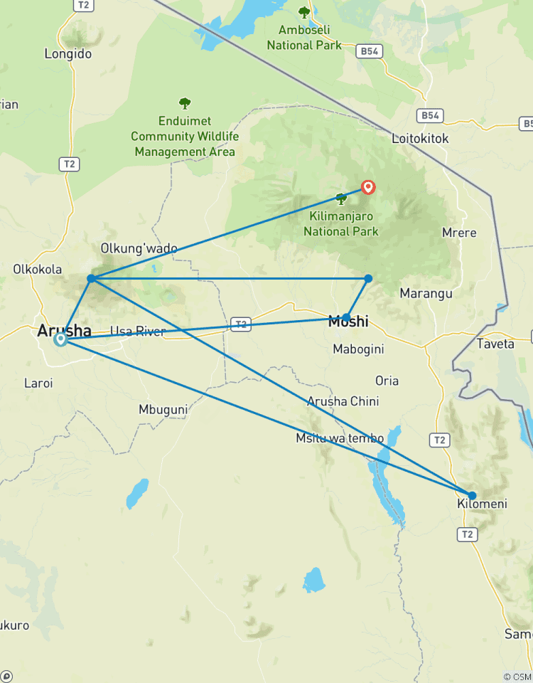 Circuito Cascadas de Materuni, fauna de serval, PN de Arusha y safari en canoa