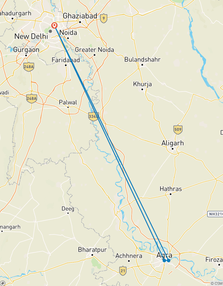 Circuito Circuito de un día con todo incluido al Taj Mahal, el Fuerte Rojo de Agra y el Baby Taj desde Delhi en coche privado