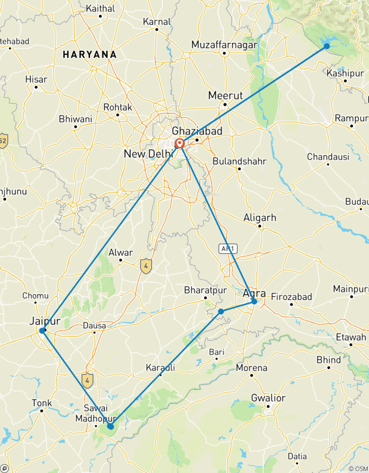 Triangle d\'or avec le parc national de Ranthambore et Jim Corbett circuit