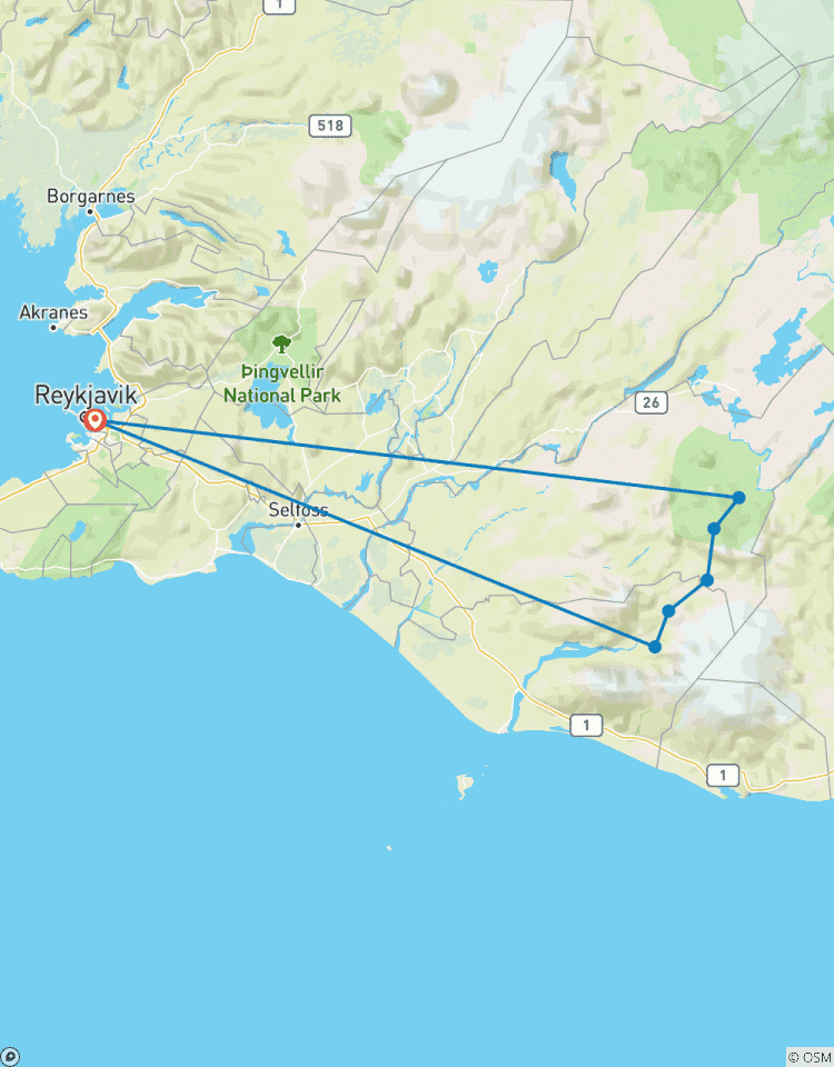 Circuito Ruta de 5 días por Laugavegur en cabañas