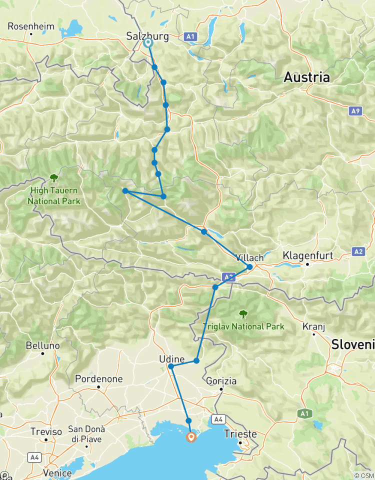 Circuito Carril bici Alpe-Adria, Salzburgo - Trieste