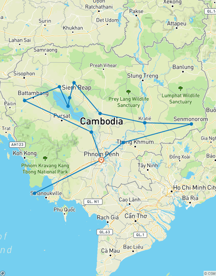 Circuito Camboya definitiva en 17 días: Privado, Descubrimiento, Destacados, Cocina, Actividades, Pueblo Étnico, Playas.