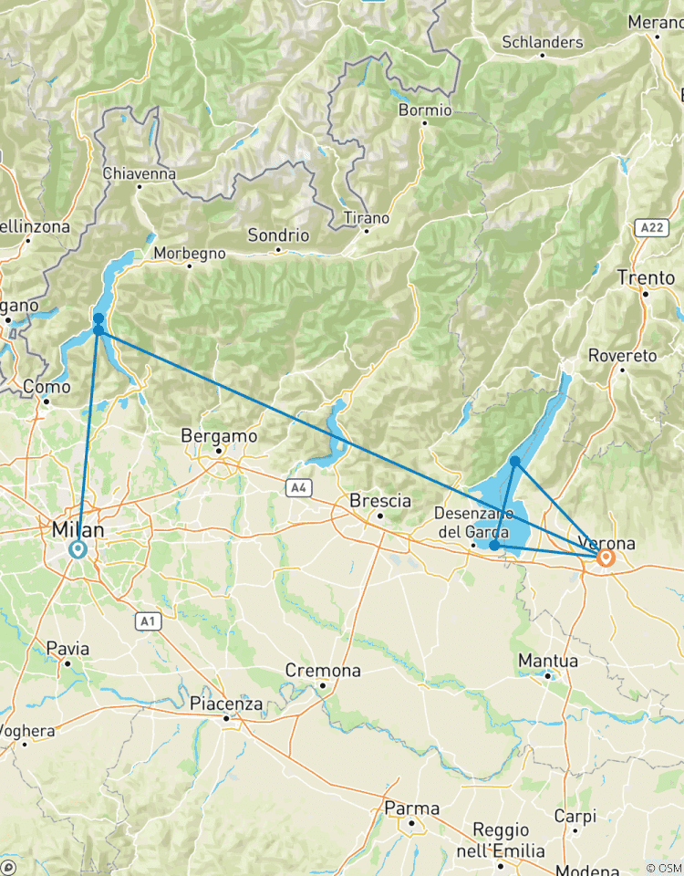 Circuito Dos ciudades y dos lagos: De Como a Verona