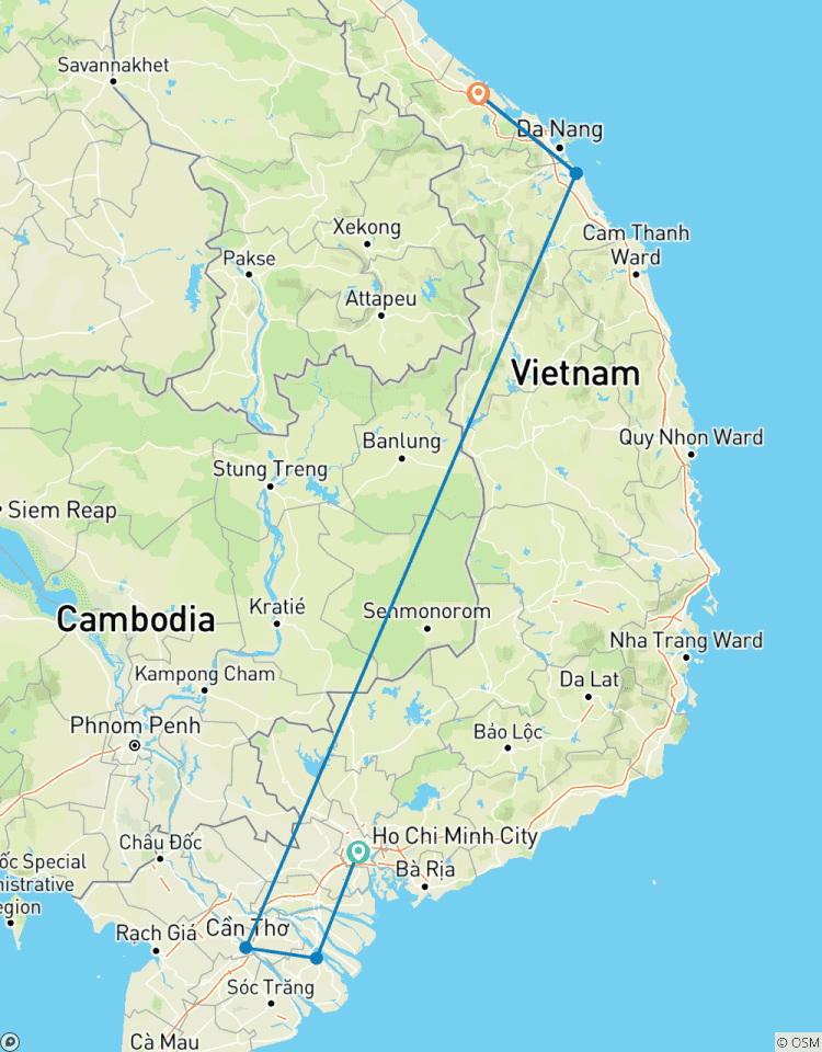 Circuito Viaje en bicicleta del delta del Mekong a la costa central de Vietnam