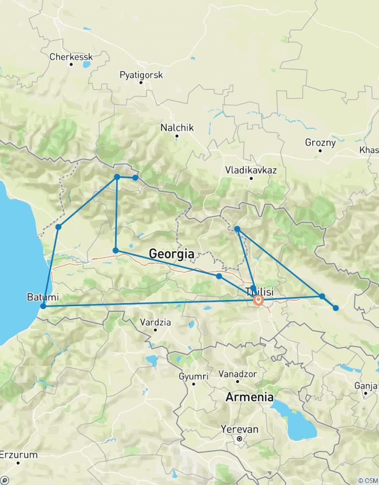 Circuito Circuito de invierno para el Año Nuevo en Georgia. Esquí y lugares históricos